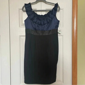 London Times Ruffle Collar Cocktail Dress